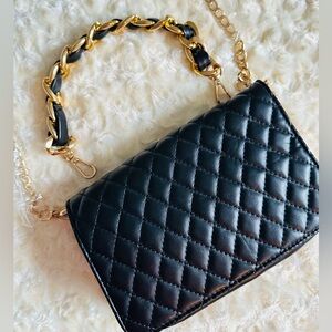Urban Expressions Quilted Black Bag with Gold Details